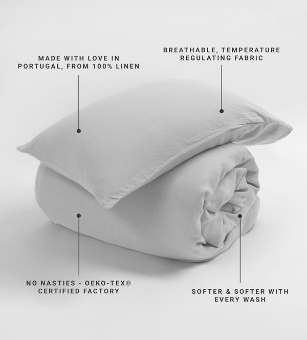 Pebble Grey 100% Linen Housewife Pillowcase