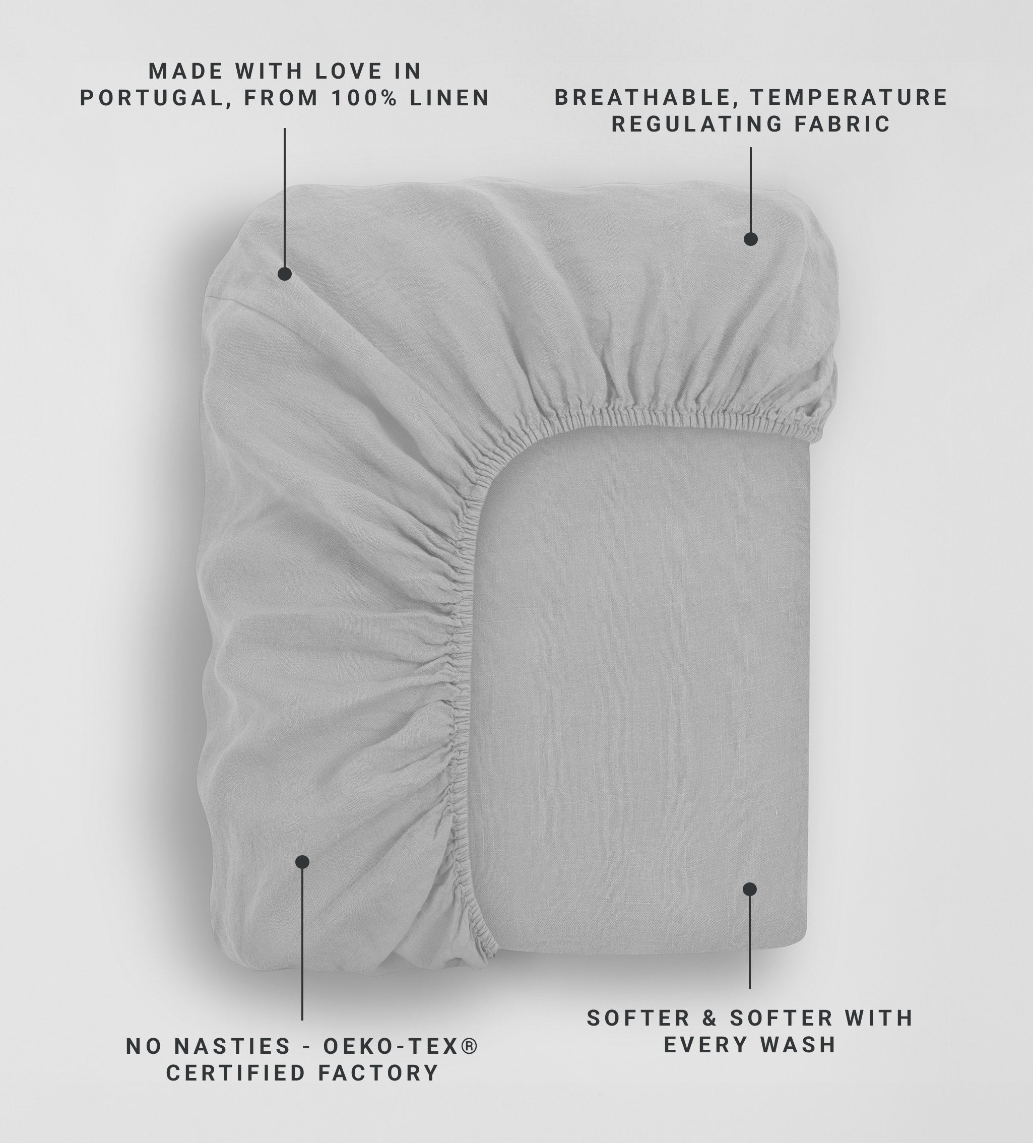 Pebble Grey 100% Linen Fitted Sheet