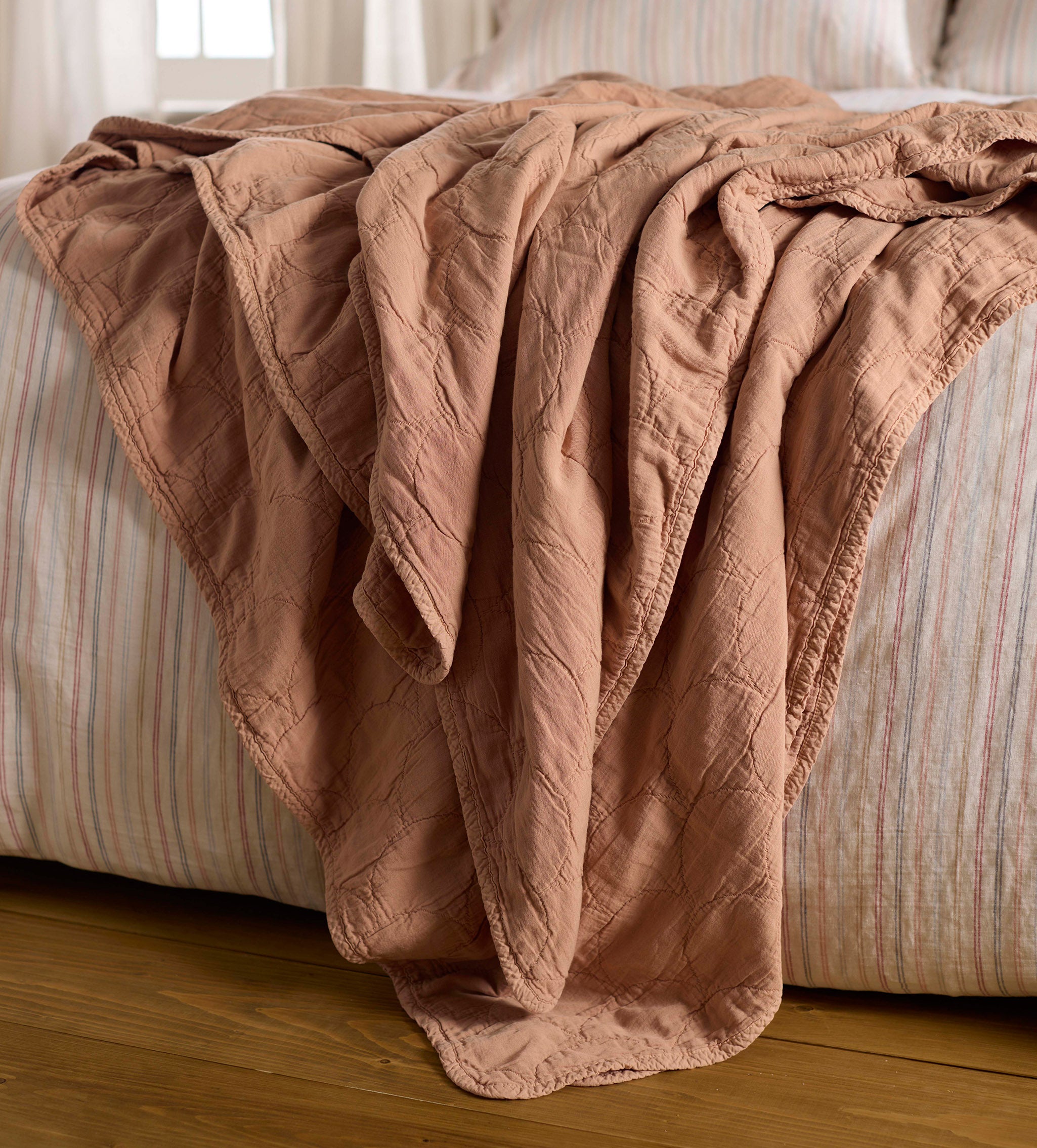 Plaster Pink Milo 100% Cotton Quilted Throw