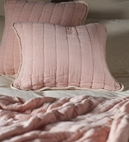 Blush Pink Vivienne 100% Cotton Quilted Cushion Cover