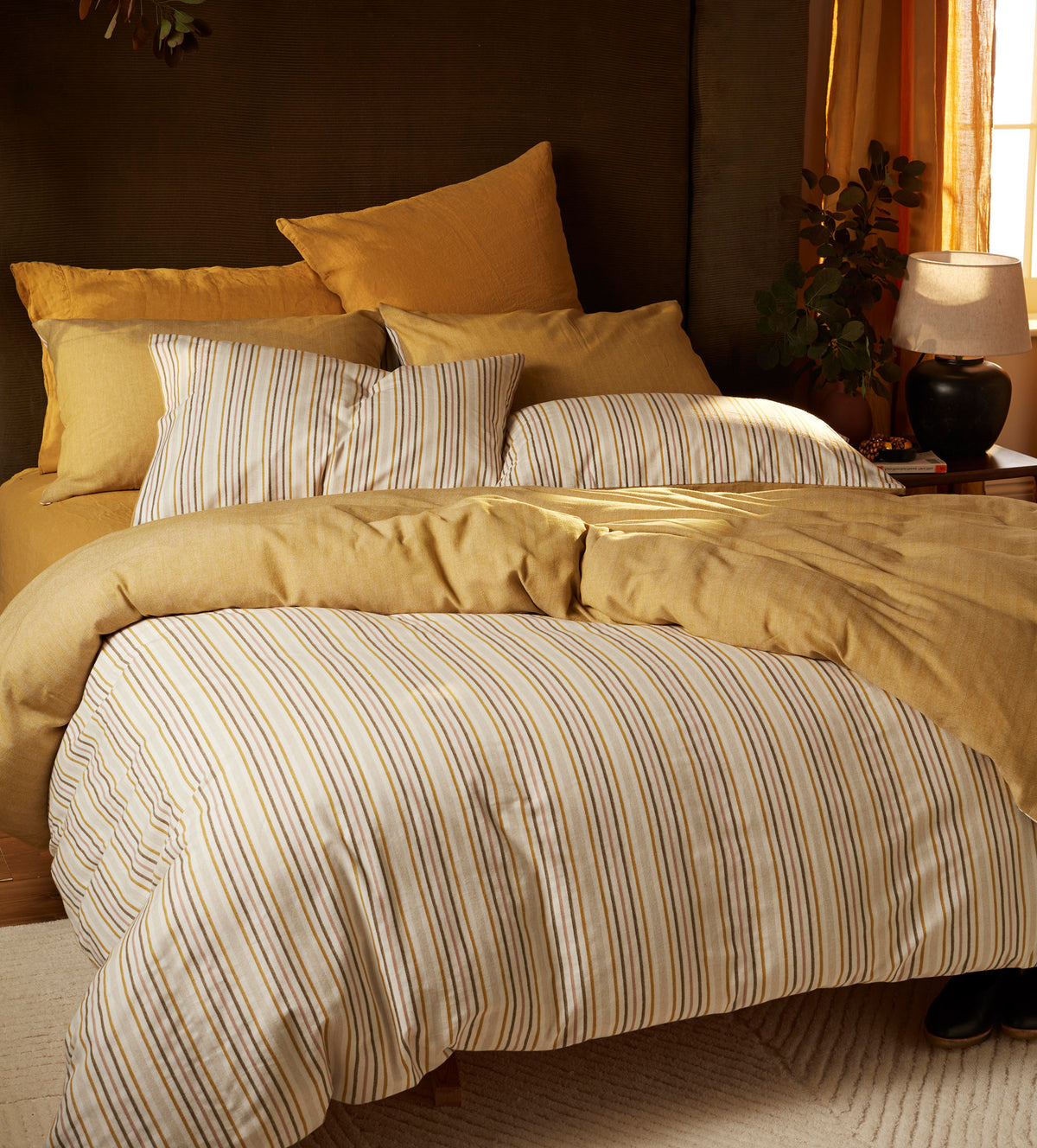 Polly Stripe Brushed 100% Organic Cotton Pillowcase