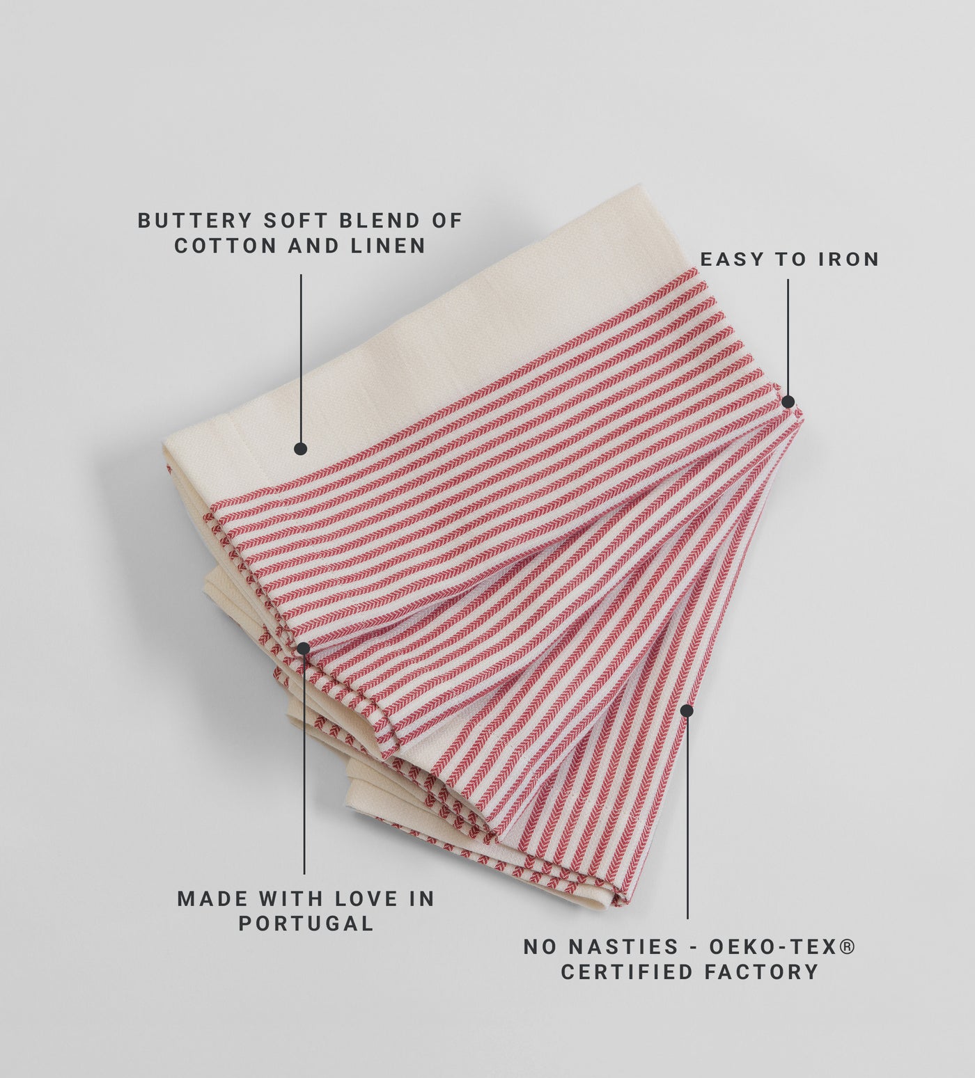 Red Ticking Stripe Cotton Linen Napkins