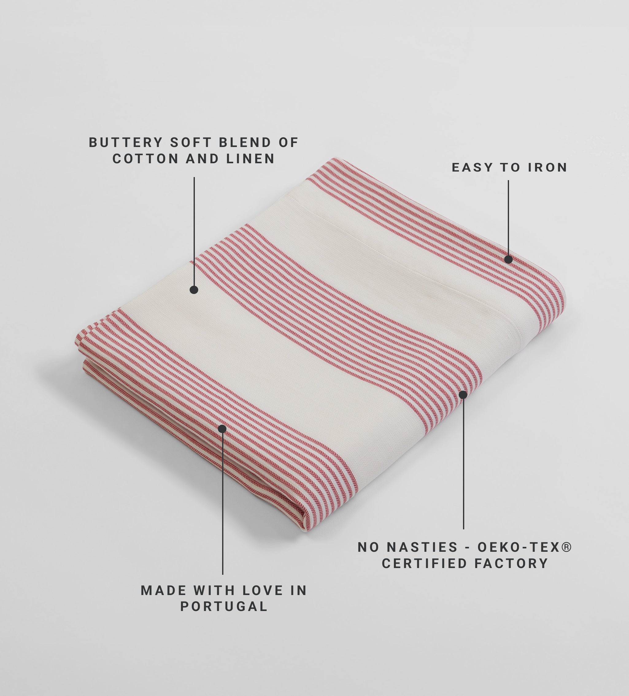 Red Ticking Stripe Cotton Linen Tablecloth