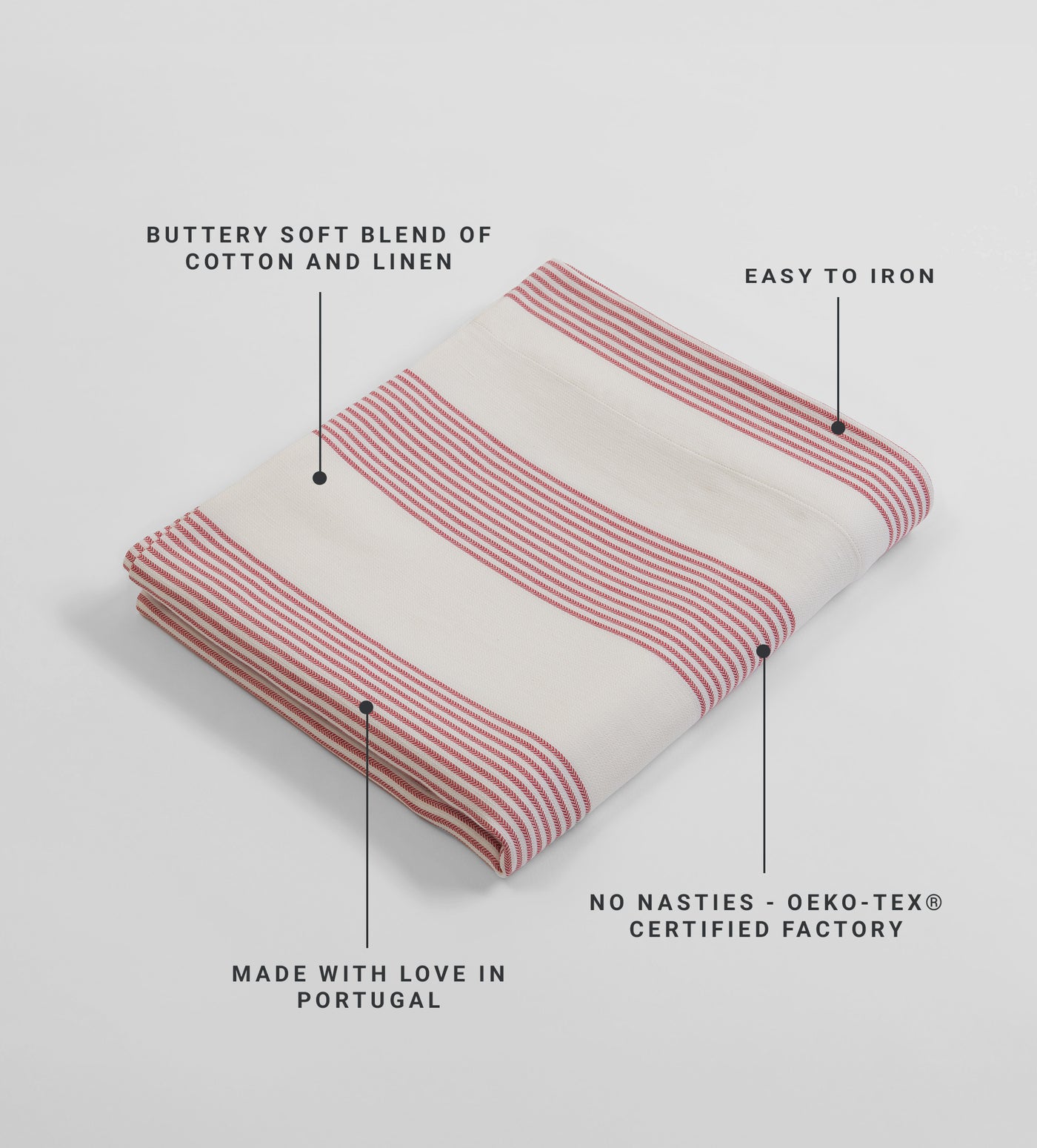 Red Ticking Stripe Cotton Linen Tablecloth