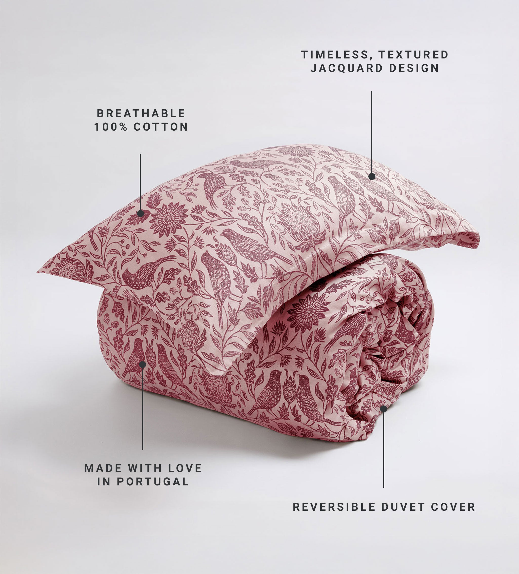 Rose Birdie Jacquard 100% Cotton Bed Linen