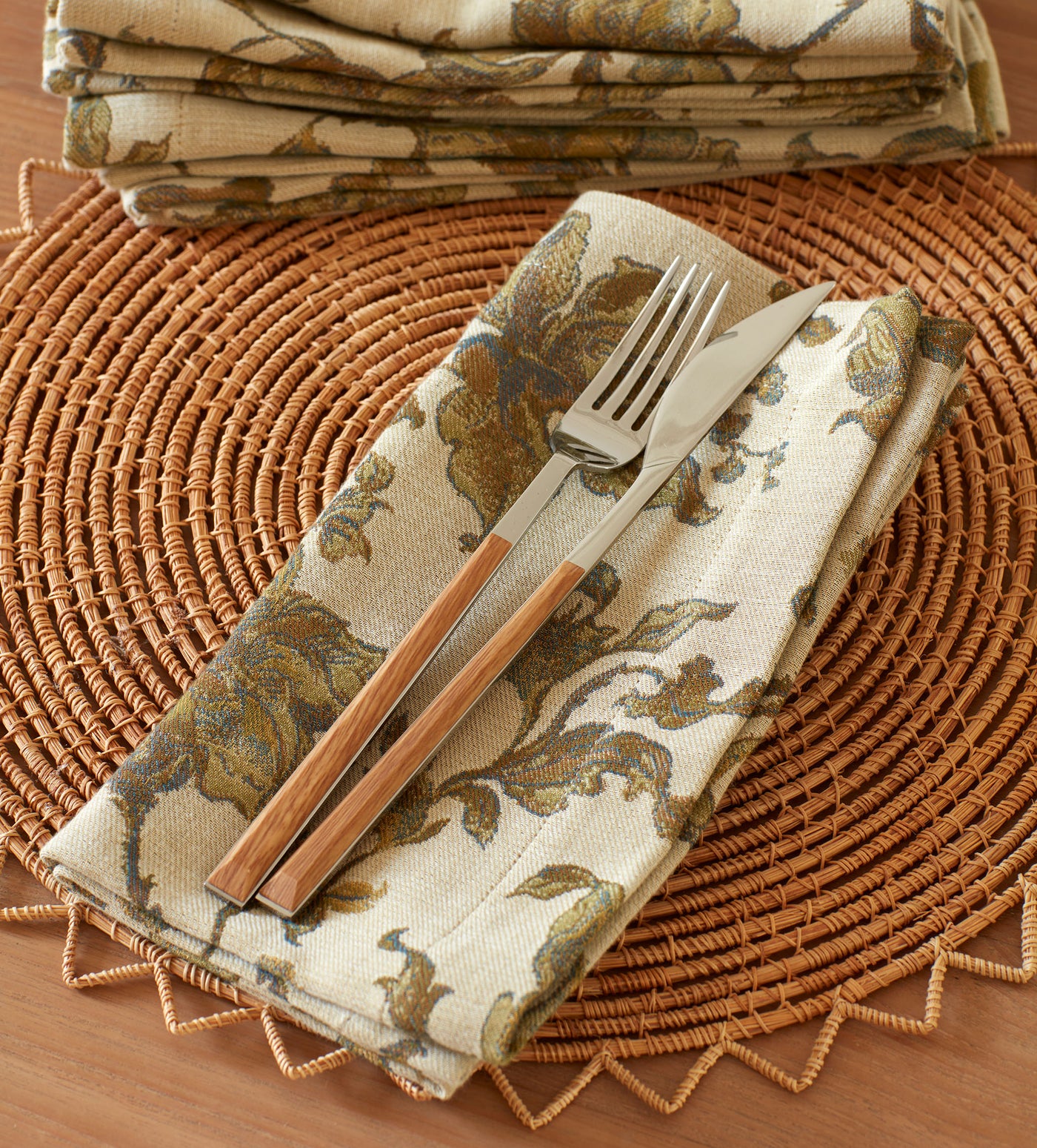 Rosie Floral Jacquard 100% Cotton Napkins  - Set of 4