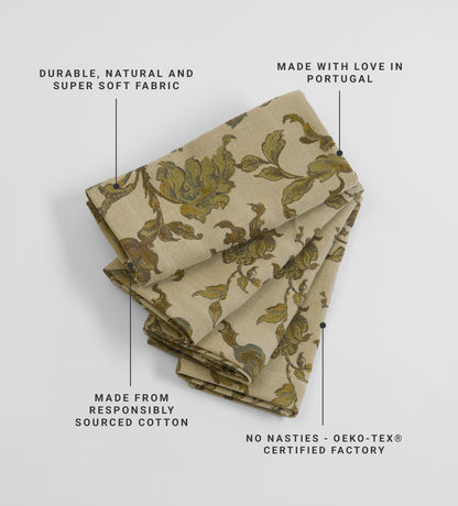 Rosie Floral Jacquard 100% Cotton Napkins  - Set of 4