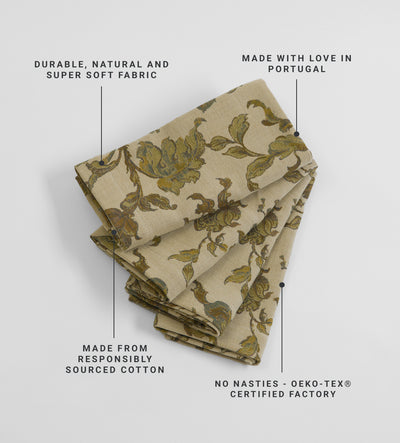 Rosie Floral Jacquard 100% Cotton Napkins  - Set of 4