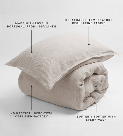 Natural Sid Stripe 100% Linen Duvet Cover