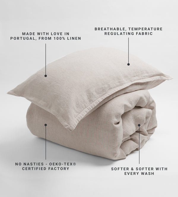 Natural Sid Stripe 100% Linen Oxford Pillowcase
