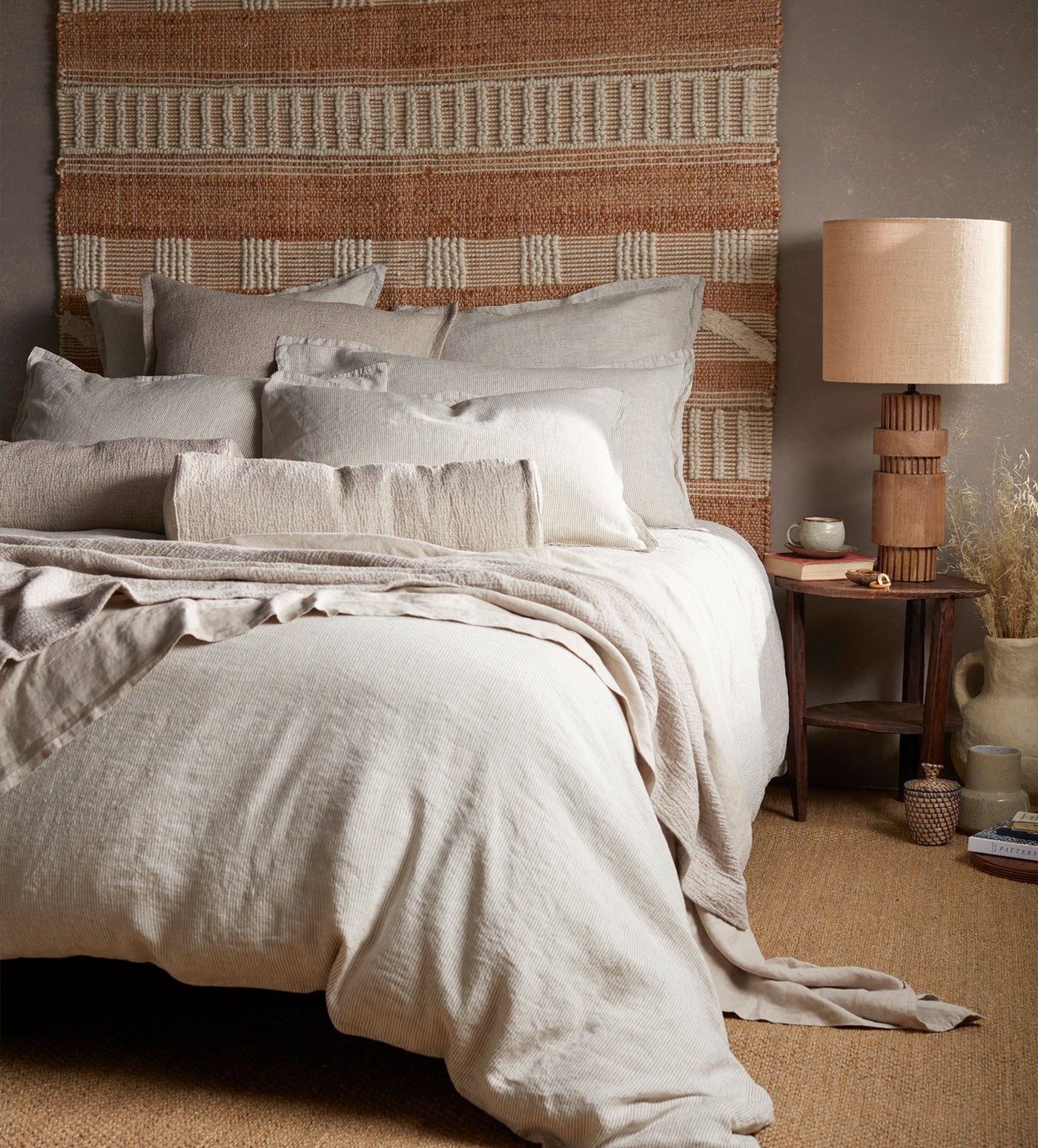 Natural Sid Stripe 100% Linen Bed Linen