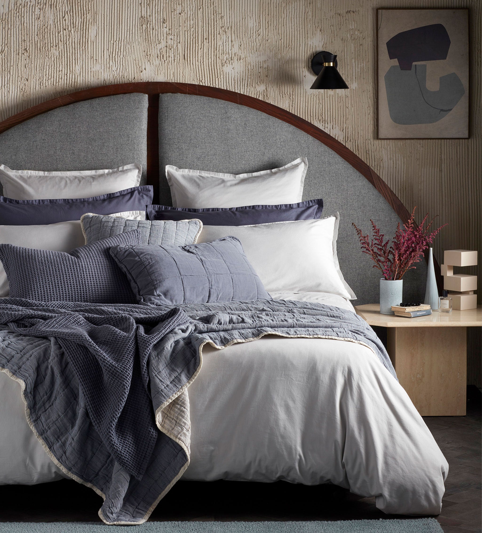 French Blue Big Waffle 100% Cotton Throw