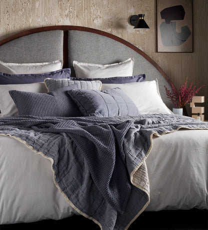 French Blue Big Waffle 100% Cotton Cushion Cover