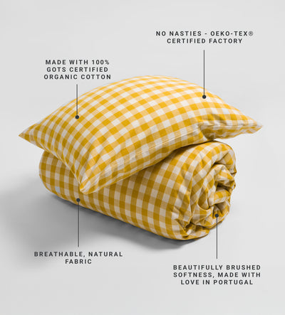 Saffron Gilbert Gingham Brushed 100% Organic Cotton Duvet Cover