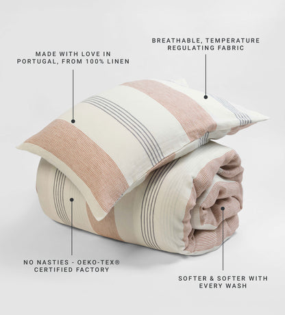 Sienna Stripe 100% Linen Bed Linen