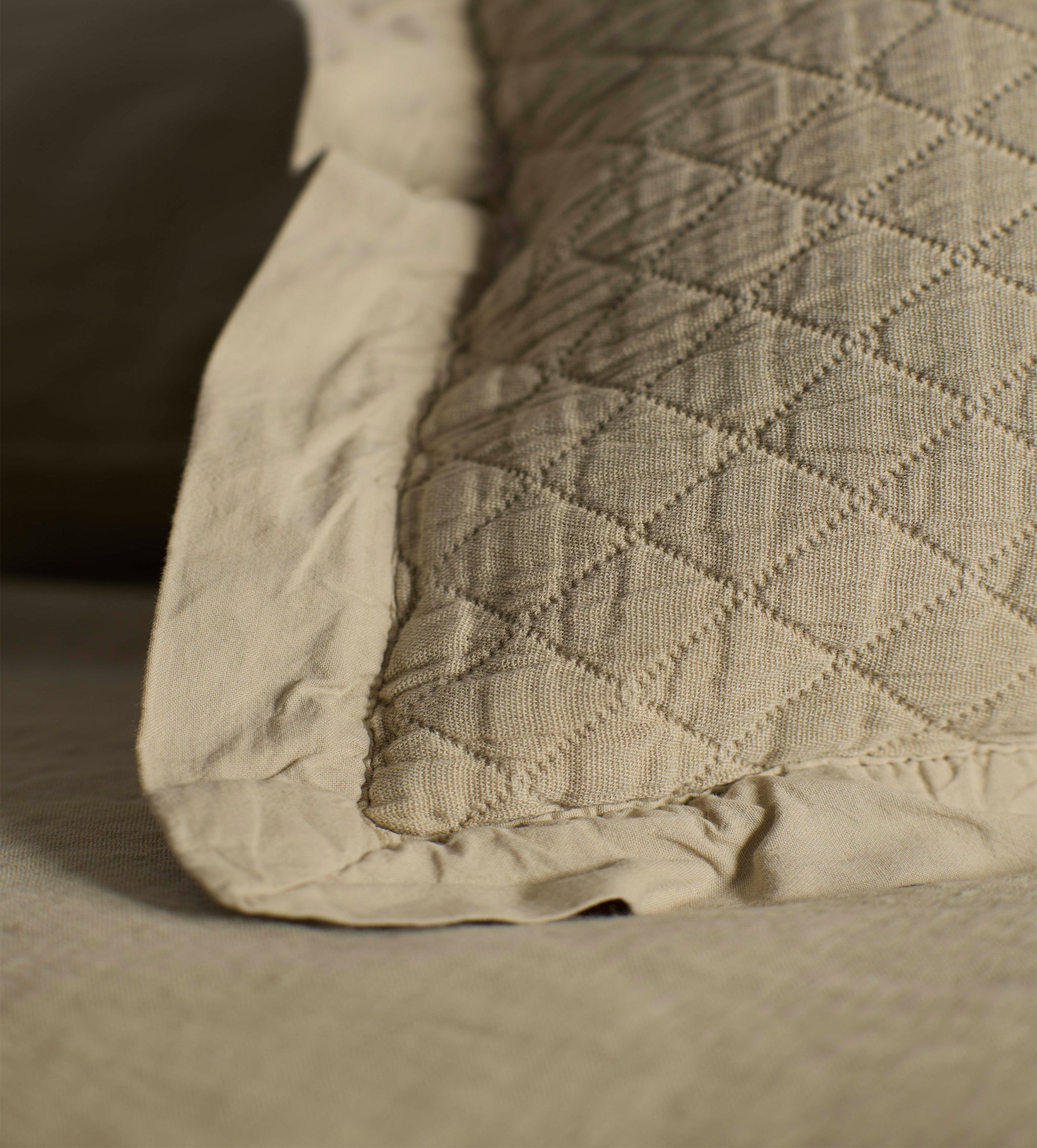 Soft Sage Evelyn 100% Cotton Quilted Cushion Cover