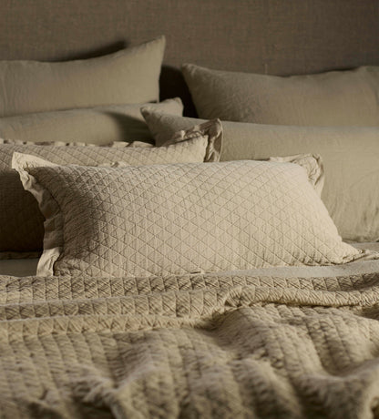 Soft Sage Evelyn 100% Cotton Quilted Cushion Cover