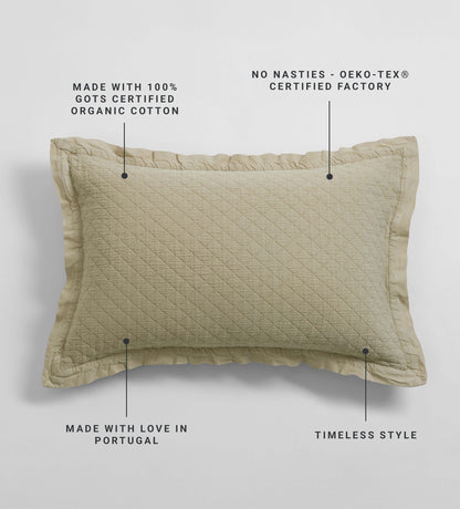 Soft Sage Evelyn 100% Cotton Quilted Cushion Cover
