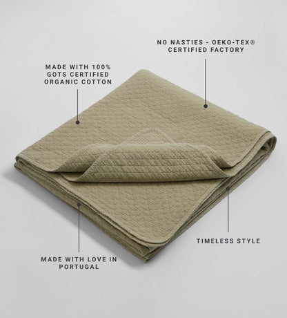 Soft Sage Evelyn 100% Cotton Quilted Throw