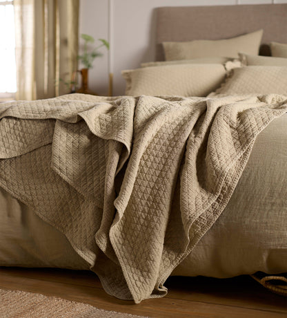 Soft Sage Evelyn 100% Cotton Quilted Throw