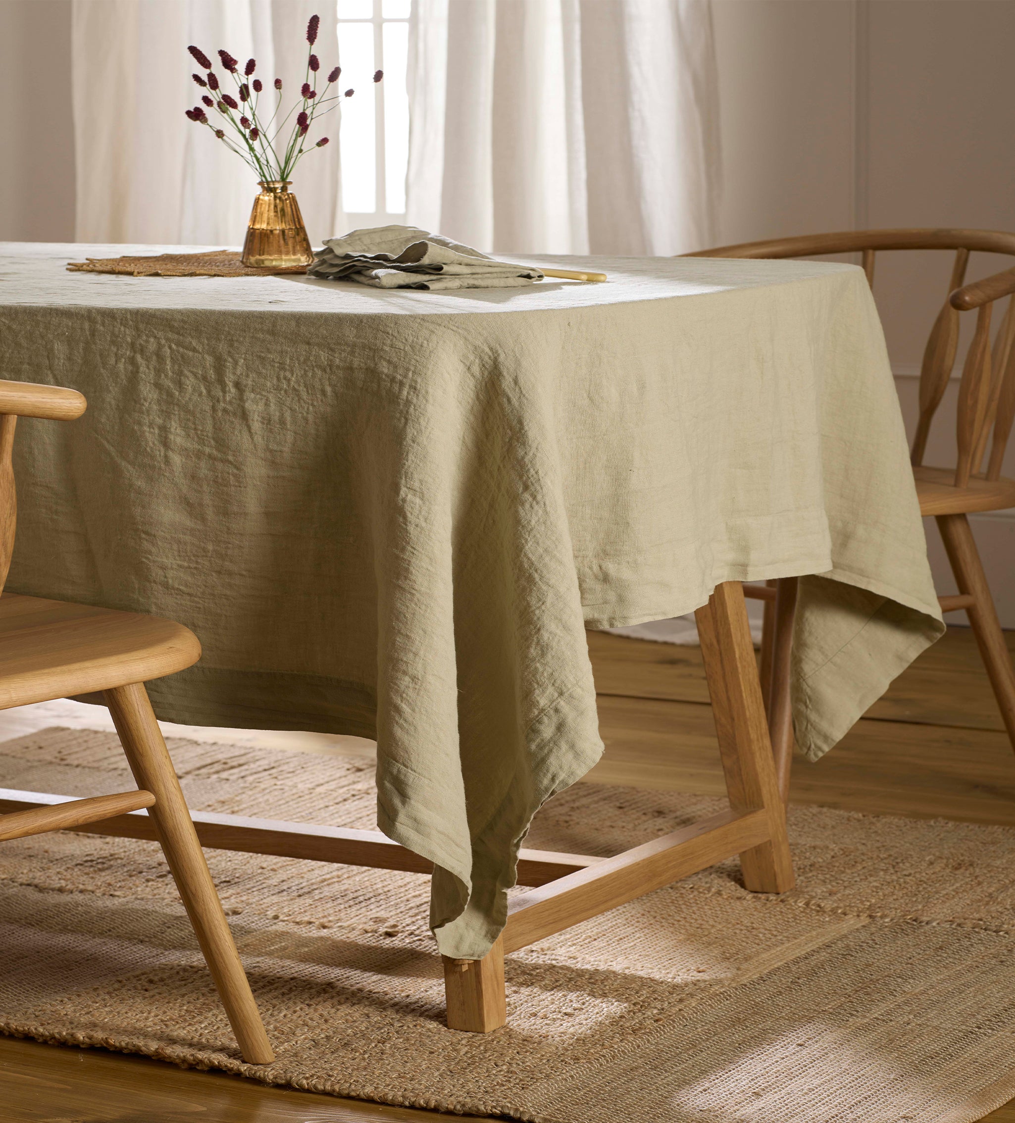 Soft Sage 100% Linen Tablecloth