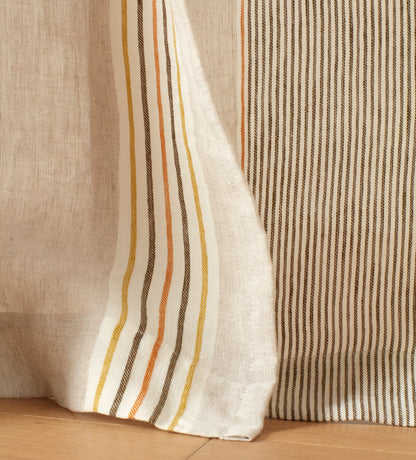 Sophie Stripe 100% Linen Loop Top Curtain (Single)