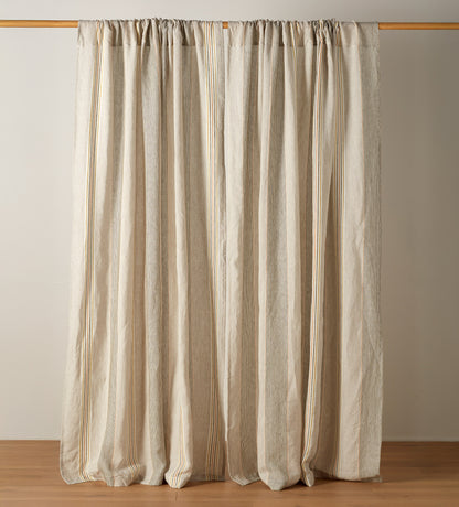 Sophie Stripe 100% Linen Loop Top Curtain (Single)