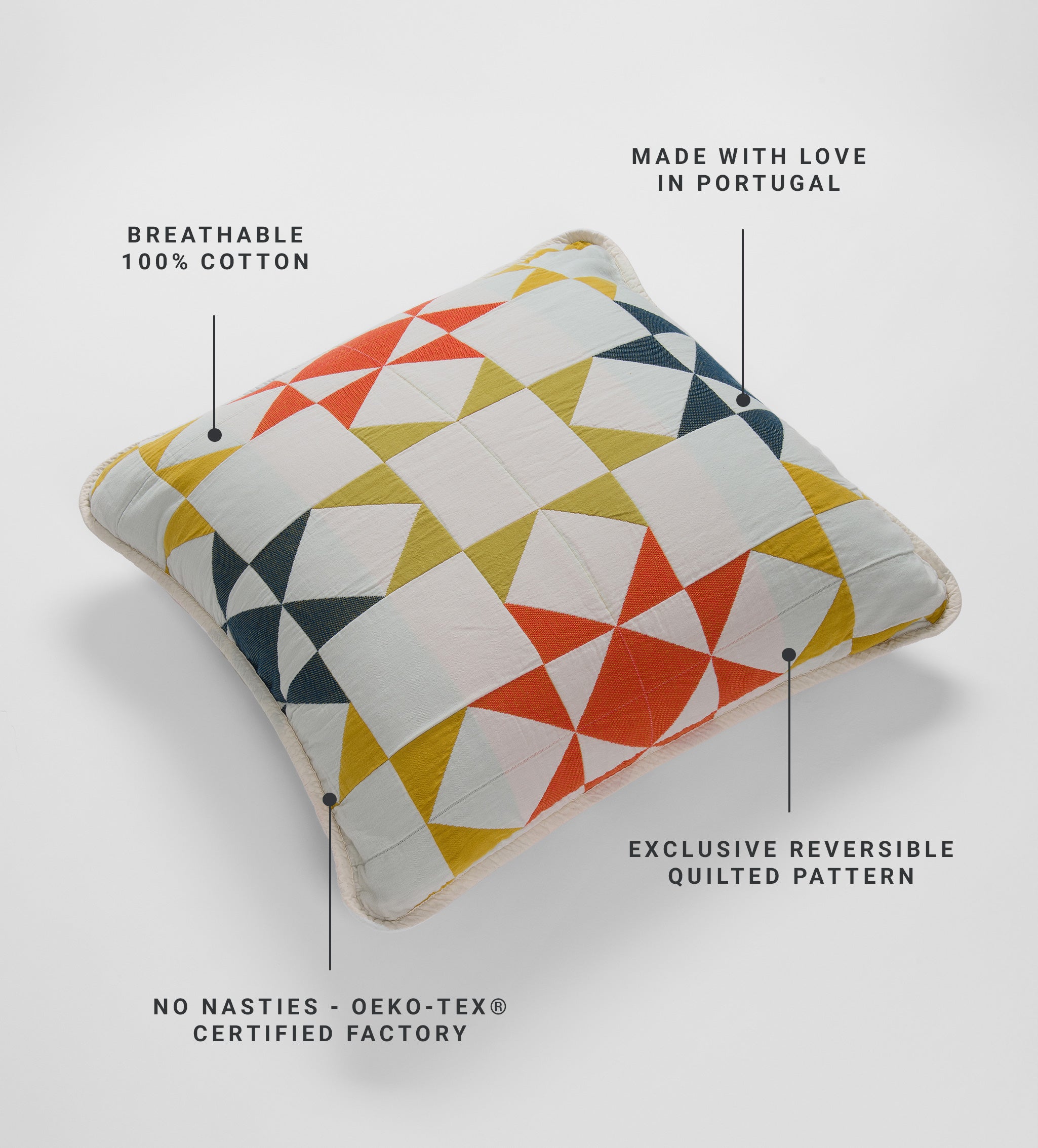Glassette Stella Quilted 100% Cotton Cushion Cover
