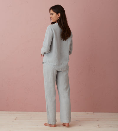 Stone Grey Polly 100% Linen Pyjama Top