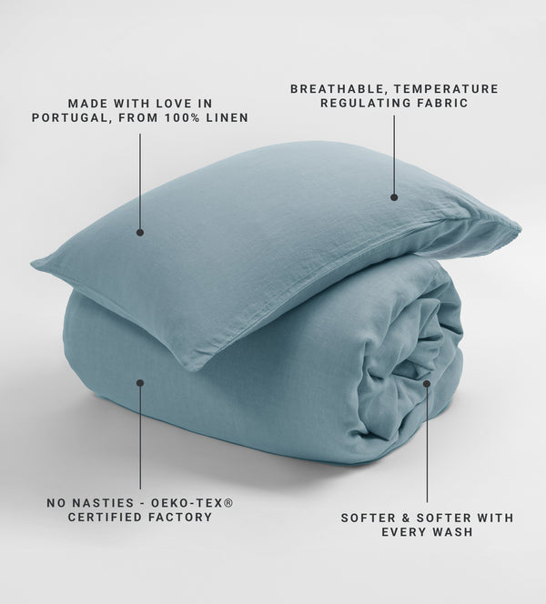 Teal 100% Linen Housewife Pillowcase
