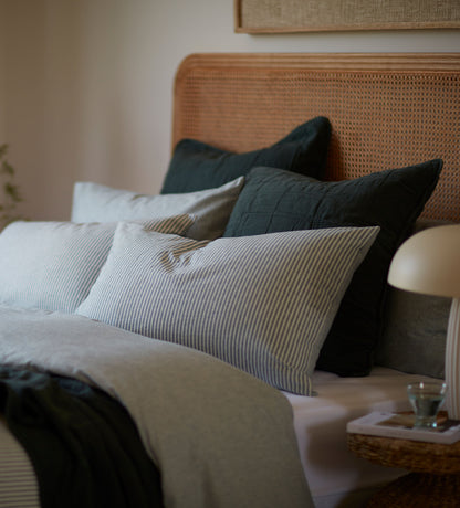 Teal Billy Stripe Brushed 100% Organic Cotton Bed Linen