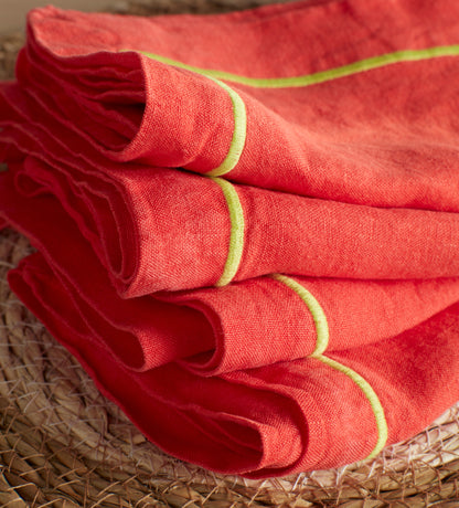 Glassette Tomato 100% Linen Napkins - Set of 4