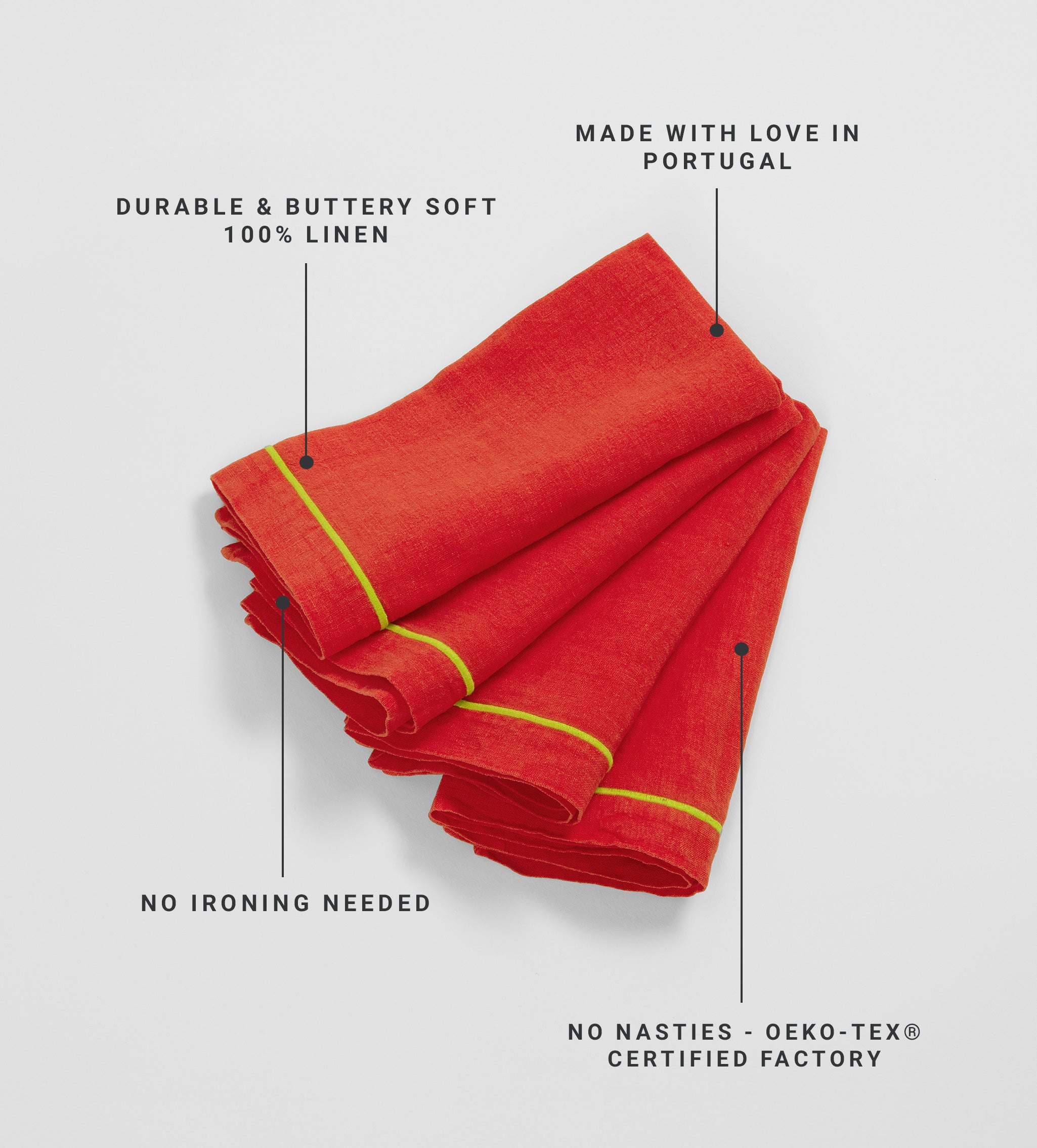 Glassette Tomato 100% Linen Napkins - Set of 4