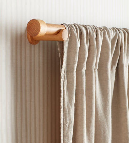 Natural Linen Lined Loop Top Curtains (Pair)