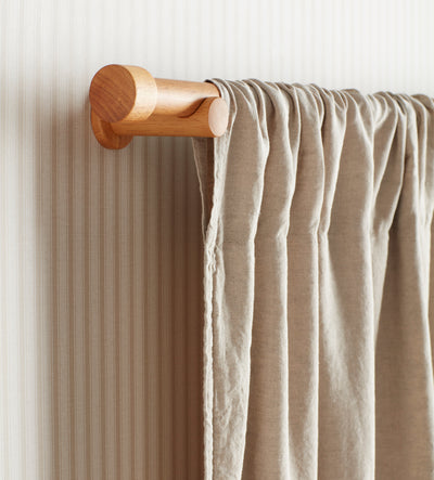 Natural 100% Linen Lined Loop Top Curtains (Pair)
