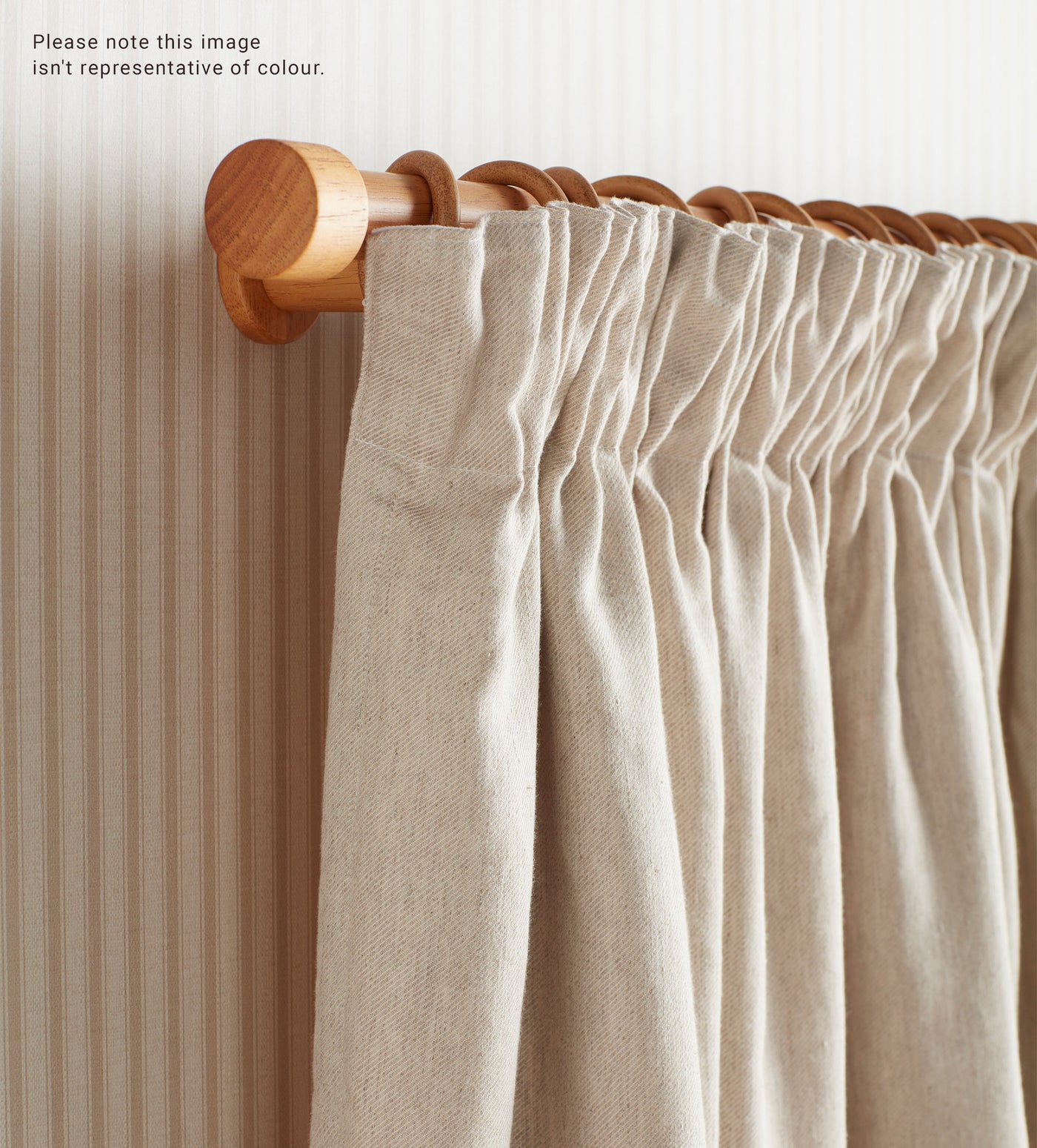 Natural Twill Cotton Linen Blackout Pencil Pleat Curtains (Pair)
