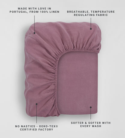 Vintage Rose 100% Linen Fitted Sheet