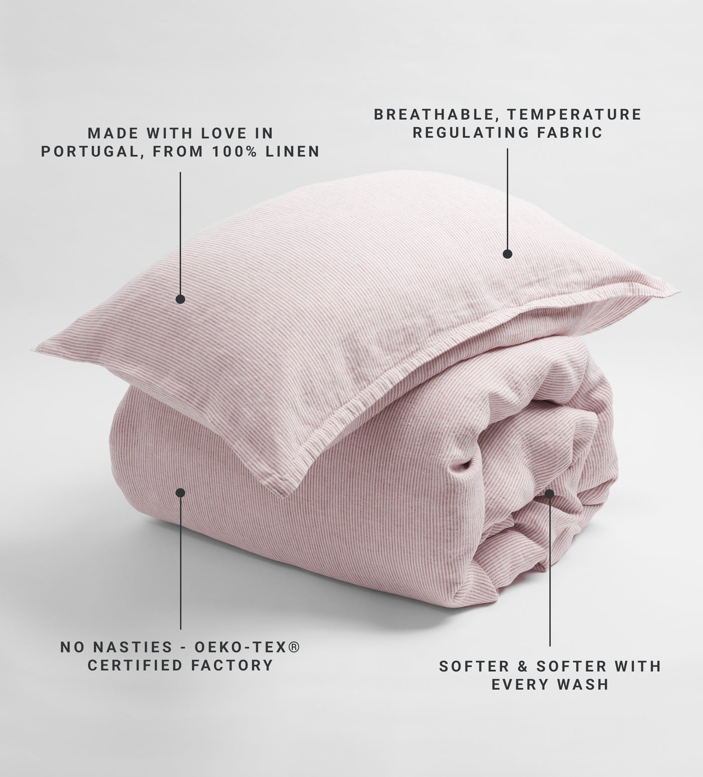 Vintage Rose Sid Stripe 100% Linen Duvet Cover