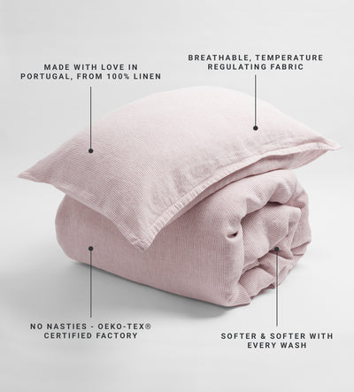 Vintage Rose Sid Stripe 100% Linen Duvet Cover