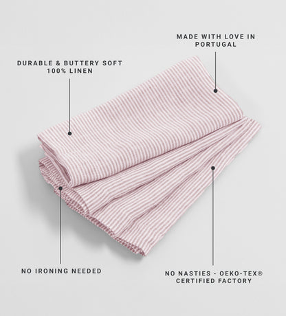 Vintage Rose Sid Stripe 100% Linen Napkins - Set of 4