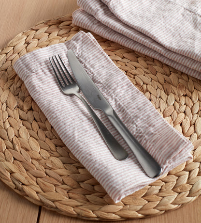 Vintage Rose Sid Stripe 100% Linen Napkins - Set of 4
