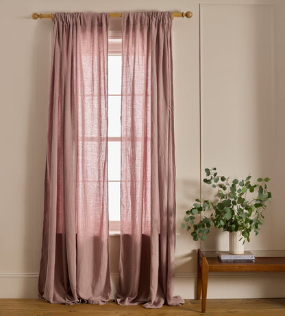 Vintage Rose 100% Linen Loop Top Curtain (Single)