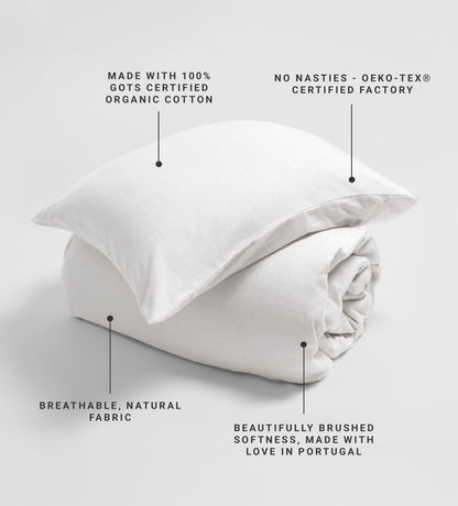 White Henry Brushed 100% Organic Cotton Bed Linen