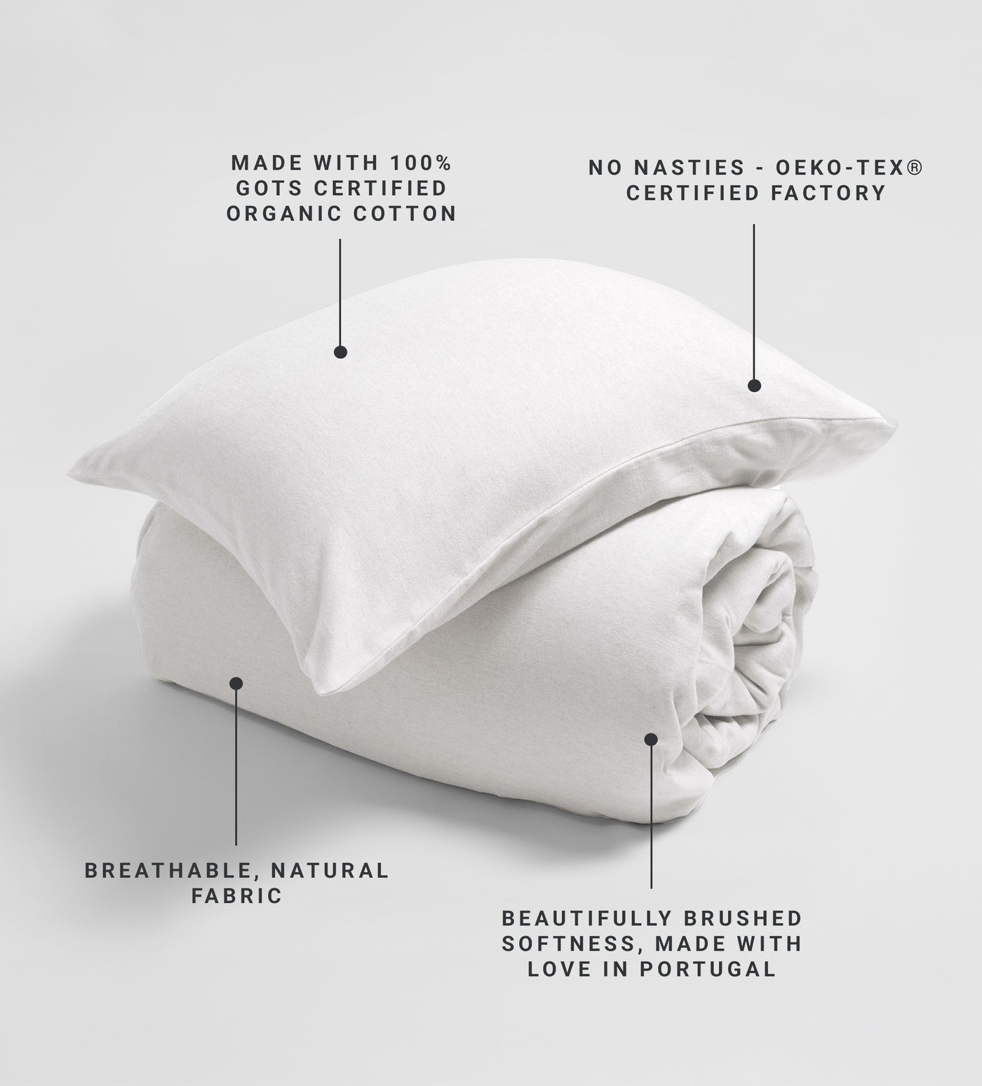 White Henry Brushed 100% Organic Cotton Bed Linen