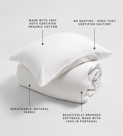 White Henry Brushed 100% Organic Cotton Bed Linen