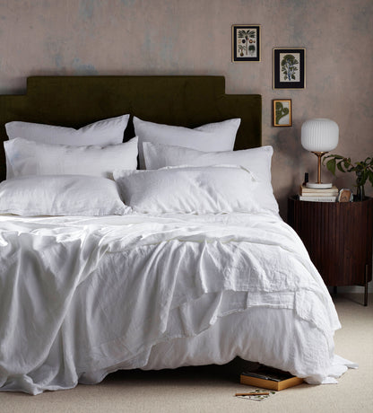 White 100% Linen Bed Linen
