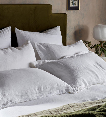 White 100% Linen Bed Linen