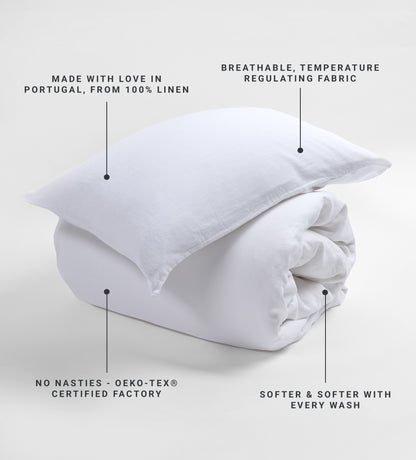 White 100% Linen Duvet Cover