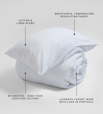 White Linen Blend Duvet Cover