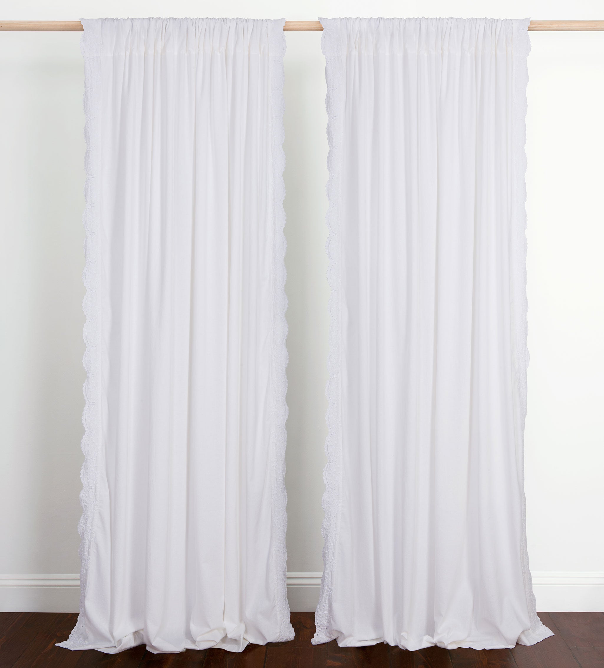White Elsie Embroidered Cotton Linen Curtain (Single) | Secret Linen Store